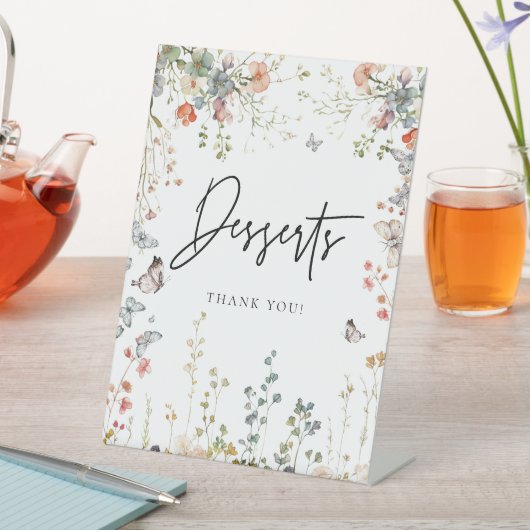 Baby in Bloom Wildflower Baby shower Deserts Sign Reclamebord Met Voetstuk (Insitu)