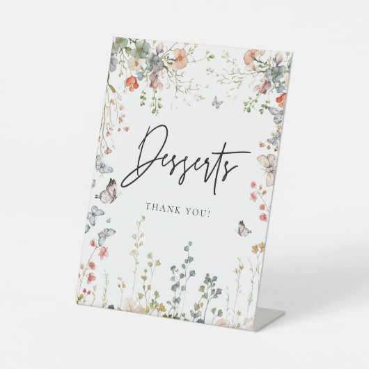 Baby in Bloom Wildflower Baby shower Deserts Sign Reclamebord Met Voetstuk (Voorkant)