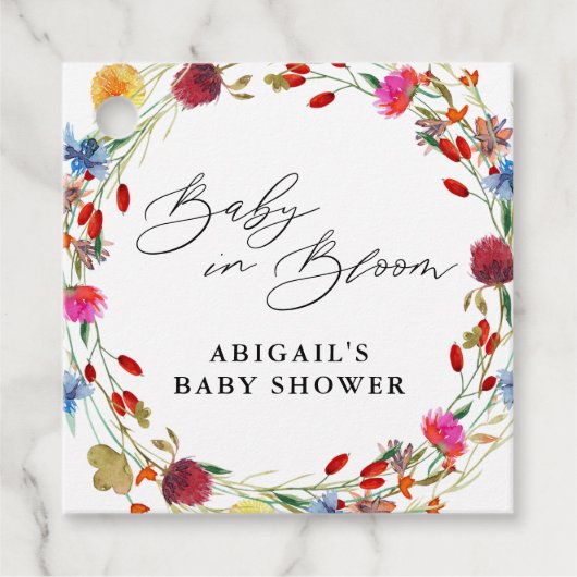 Baby in Bloom Wildflower Baby shower Favor Bedankjes Labels (Voorkant)