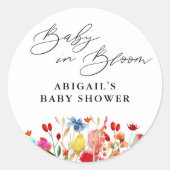 Baby in Bloom Wildflower Baby shower Favor Ronde Sticker (Voorkant)
