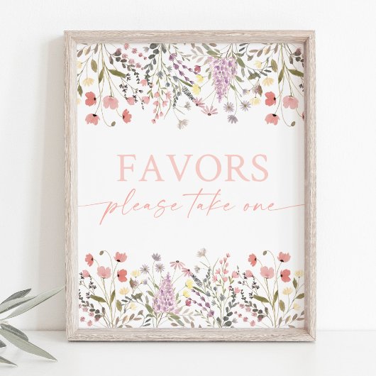 Baby In Bloom Wildflower Baby shower Favor Sign Poster