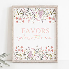 Baby In Bloom Wildflower Baby shower Favor Sign Poster