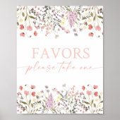 Baby In Bloom Wildflower Baby shower Favor Sign Poster (Voorkant)