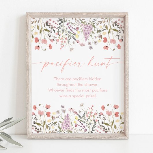 Baby In Bloom Wildflower Baby shower Fopspeen Hunt Poster