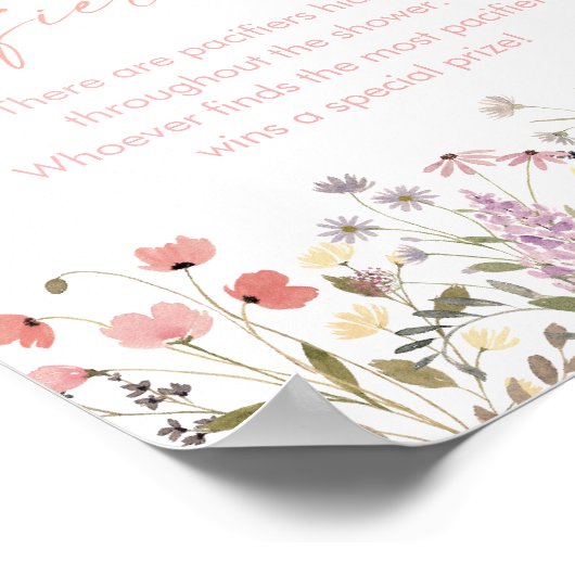 Baby In Bloom Wildflower Baby shower Fopspeen Hunt Poster (Hoek)