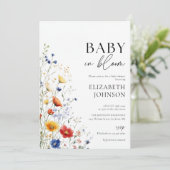 Baby in Bloom Wildflower Baby shower Foto QR-code Kaart (Staand voorkant)