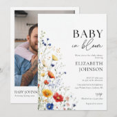 Baby in Bloom Wildflower Baby shower Foto QR-code Kaart (Voorkant / Achterkant)