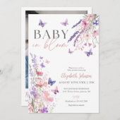 Baby in Bloom Wildflower Baby shower Foto QR-code Kaart (Voorkant / Achterkant)