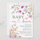 Baby in Bloom Wildflower Baby shower Girl Pink Kaart (Voorkant)