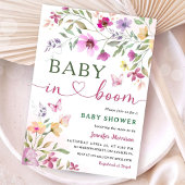 Baby in Bloom Wildflower Baby shower Girl Pink Kaart