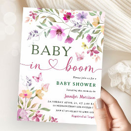 Baby in Bloom Wildflower Baby shower Girl Pink Kaart