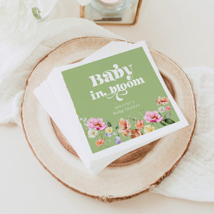 Baby in bloom wildflower baby shower groen servet