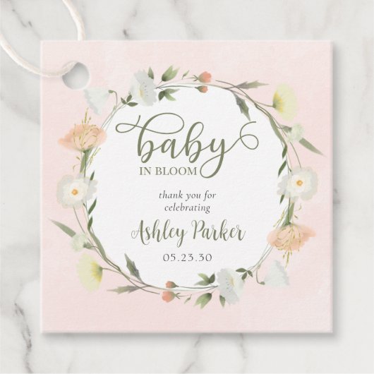 Baby in Bloom Wildflower Baby shower Hartelijk dan Bedankjes Labels (Voorkant)