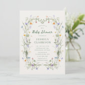 Baby in Bloom Wildflower Baby Shower Invitation Aankondiging (Staand voorkant)