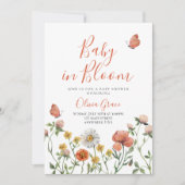 Baby in Bloom Wildflower baby shower Invitation Kaart (Voorkant)