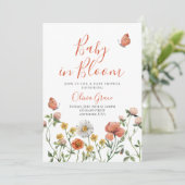 Baby in Bloom Wildflower baby shower Invitation Kaart (Staand voorkant)