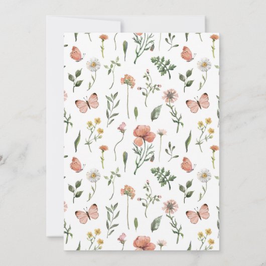 Baby in Bloom Wildflower baby shower Invitation Kaart (Achterkant)