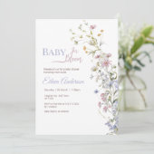 Baby in Bloom Wildflower Baby shower Invitation Kaart (Staand voorkant)