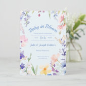 Baby in Bloom Wildflower Baby shower Invitation Kaart (Staand voorkant)