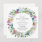 Baby in Bloom Wildflower Baby shower Invitation Kaart (Voorkant / Achterkant)
