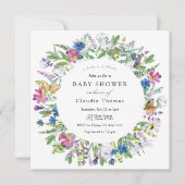 Baby in Bloom Wildflower Baby shower Invitation Kaart (Voorkant)