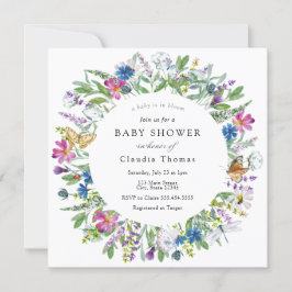 Baby in Bloom Wildflower Baby shower Invitation Kaart