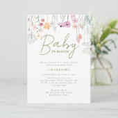 Baby in Bloom Wildflower Baby shower Invitation Kaart (Staand voorkant)