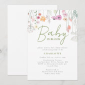 Baby in Bloom Wildflower Baby shower Invitation Kaart (Voorkant / Achterkant)