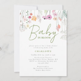 Baby in Bloom Wildflower Baby shower Invitation Kaart