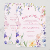 Baby in Bloom Wildflower Baby shower Invitation Kaart (Voorkant / Achterkant)