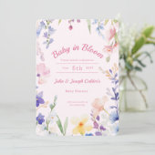 Baby in Bloom Wildflower Baby shower Invitation Kaart (Staand voorkant)