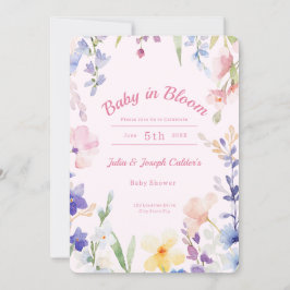 Baby in Bloom Wildflower Baby shower Invitation Kaart