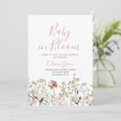 Baby in Bloom Wildflower baby shower Invitation Kaart (Staand voorkant)