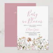 Baby in Bloom Wildflower baby shower Invitation Kaart (Voorkant / Achterkant)