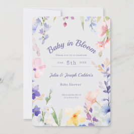 Baby in Bloom Wildflower Baby shower Invitation Kaart