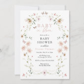 Baby in Bloom Wildflower Baby shower Invitation Kaart (Voorkant)