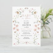 Baby in Bloom Wildflower Baby shower Invitation Kaart (Staand voorkant)