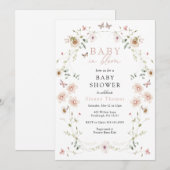 Baby in Bloom Wildflower Baby shower Invitation Kaart (Voorkant / Achterkant)