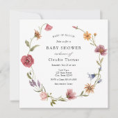 Baby in Bloom Wildflower Baby shower Invitation Kaart (Voorkant)