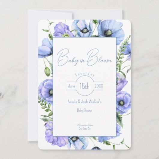 Baby in Bloom Wildflower Baby shower Invitation Kaart (Voorkant)