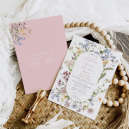 Baby in Bloom Wildflower Baby shower Invitation Kaart