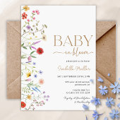 Baby in Bloom Wildflower Baby shower Invitation Kaart