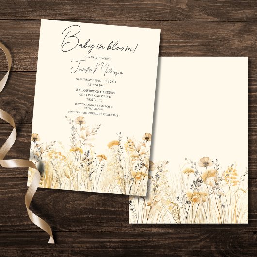 Baby in Bloom Wildflower Baby shower Invitation Kaart