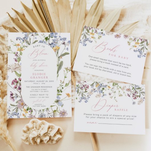 Baby in Bloom Wildflower Baby shower Invitation Kaart