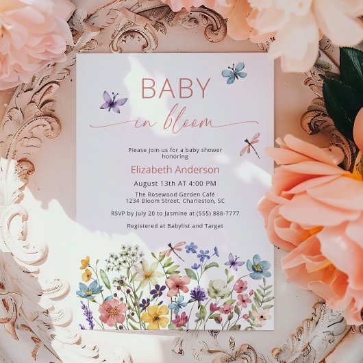 Baby in Bloom Wildflower Baby shower Invitation Kaart