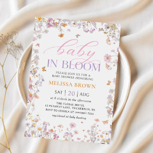 Baby in Bloom Wildflower Baby shower Invitation Kaart