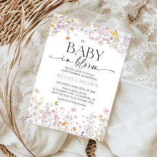 Baby in Bloom Wildflower Baby shower Invitation Kaart