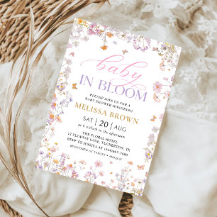 Baby in Bloom Wildflower Baby shower Invitation Kaart