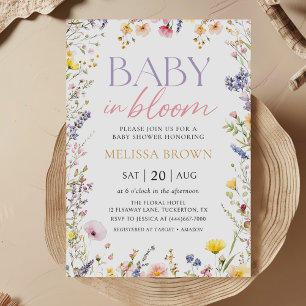 Baby in Bloom Wildflower Baby shower Invitation Kaart