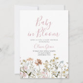 Baby in Bloom Wildflower baby shower Invitation Kaart (Voorkant)